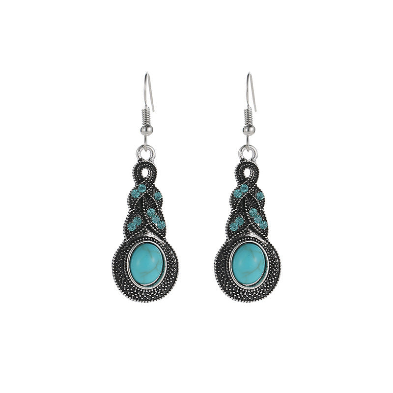 Wholesale Retro Metal Hollow Flower Bohemian Carved Court Style Earrings